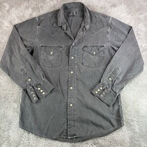 Ryan Michael Gray Silk Blend Men's M Western Pearl Snap Button Down Rodeo